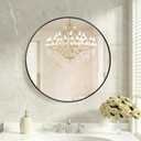 24 Inch Black Round Bathroom Wall Mirror, Round Mirrors for Wall Decor, Circle Mirror for with HD Shatter-Proof Glass for Entryway, Living Room, Bedroom, Dressing Room, Home Decor