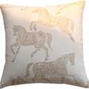 Croker Horse 18x18 inches Throw Pillow Cushion Covers - White Horse Chenille Jacquard Embroidery Couch Sofa Pillow Covers for Living Room Bedroom