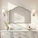 ANDY STAR Scalloped Arched Mirror, 36x26 Inch Brushed Nickel Mantle Mirror with Stainless Steel Metal Frame, Modern Wall Mirrors for Bathroom, Bedroom, Fireplace, Living Room, Entryway