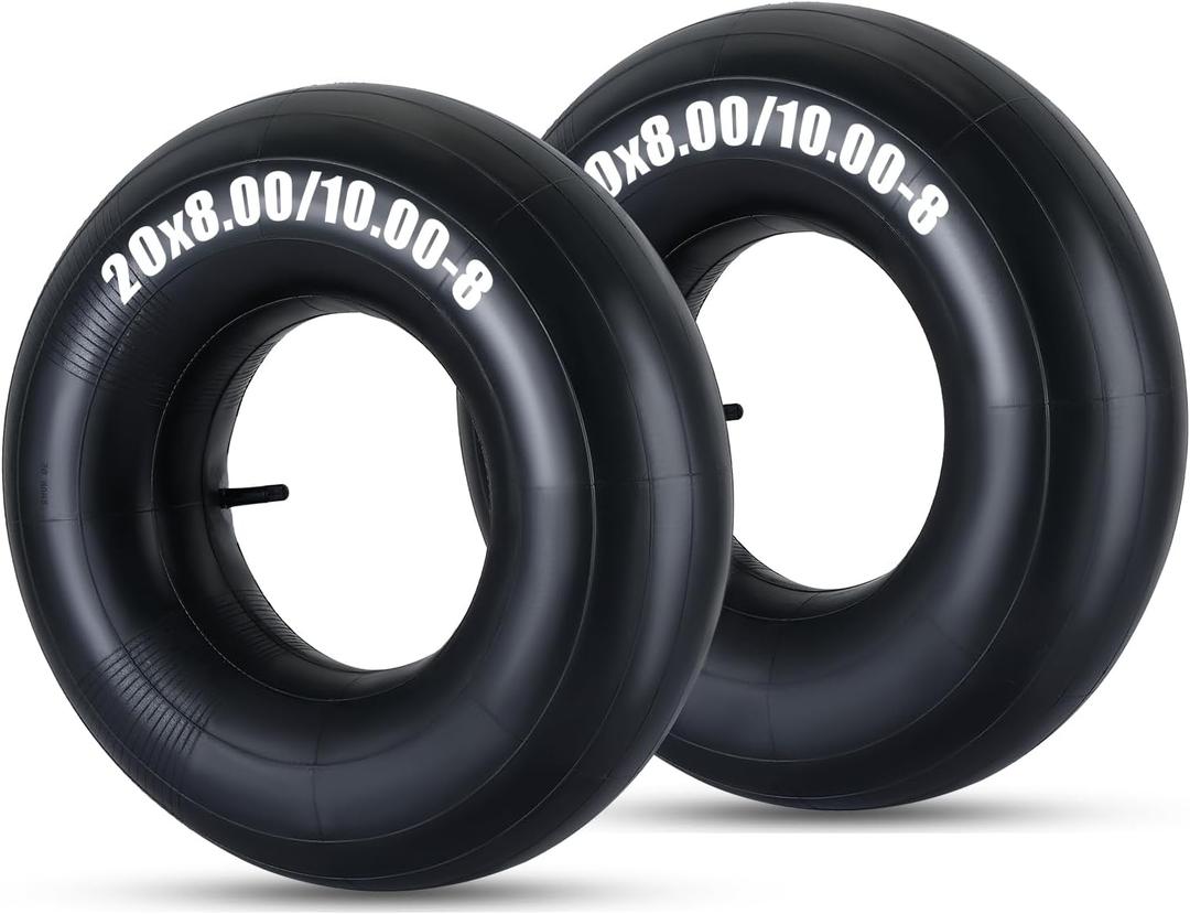 2 Pack 20X8.00/10.00-8 Inner Tubes with TR-13 Valve Stem, Replacement Lawn Mower Tire Tubes for Tractors, Wheelbarrows, ATVs, Go Karts & More (Fits 8'' to 10" Wide)