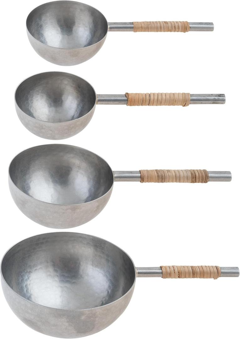 Karma, Stainless Steel Cane Wrapped Measuring Cups, Set of 4 Measuring Cups