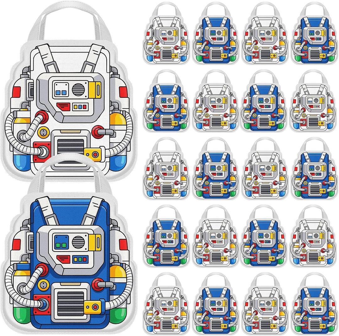 Locmeo 24 Pcs Space Party Favors Bags 11 Inch Astronaut Birthday Gift Bags Bulk Non Woven Reusable Tote Bag with Handle for Goodie Snack Treat Space Party Supplies Birthday Gift Decoration