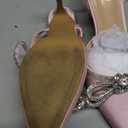 Susanny Women's Closed Toe Rhinstone Wedding Low Heel Slingback Clear Kitten Heels,Adjustable Strap Pointed Toe Bow Pumps High Heeled Prom Dress Shoes 6.5