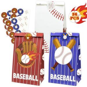 Baseball Goodie Gift Bags 36 PCS Baseball Party Treat Favor Bags Baseball Snack Paper Bags for Team Sports Theme Birthday Party Decor Game Celebration