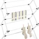 Whitmor Foldable Clothes Drying Rack: 3 Tier Laundry Drying Rack, Collapsible Drying Rack Clothing, Portable Space Saving Clothing Rack for Indoor Outdoor, 14.50" L x 29.625" W x 41.75" H, White, Large