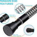 Black Tension Curtain Rod 30 to 64 Inch,Adjustable Curtain Rod,Shower Tension Curtain Rod No Drilling,7/8" Spring Curtain Rods for Windows Closet Doorway Door
