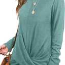 Jescakoo Tunic Tops For Leggings For Women Twist Front Long Sleeve Crew Neck Shirts (XXL)