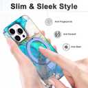 Lamcase for iPhone 14 Pro Case with Magnetic Invisible Ring Stand [Compatible with MagSafe], Full Body Rugged Slim Women Men Girl Shockproof Marble Pattern Design Case, Light Blue