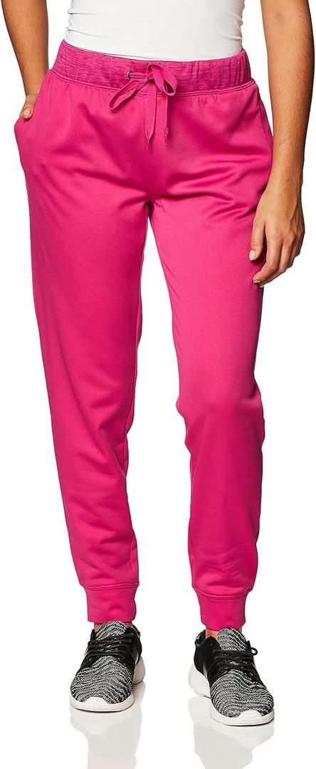 Hanes Womens Sport Performance Fleece Jogger Pants with Pockets (Pink, L)