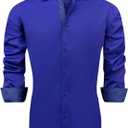 J.VER Men's Casual Long Sleeve Stretch Dress Shirt Wrinkle-Free Regular Fit Button Down Shirts (Medium, Royalblue)