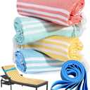 4 Packs Turkish Beach Towel Pool Swim Towels Set Bulk Soft Cotton Extra Large Sand Free Quick Dry Thin Lightweight Travel Vacation Essentials Cruise Accessories Must Haves Clearance Sandless Oversized (72 x 36 inch)