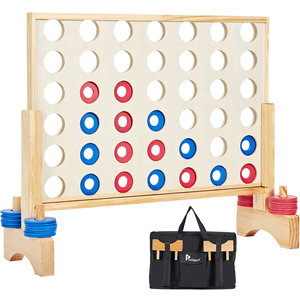 Giant 4 in a Row Game, Wooden 2.8Ft Outdoor Yard Game for Family
New Zealand pine wood made, Non-toxic, 42 PE chips, Sturdy canvas bag. Backyard lawn game for family BBQ, tailgating, part