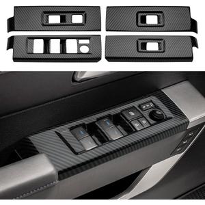 INTGET 4PCS Window Lift Switch Cover for 2022 2023 2024 2025 Toyota Tundra Accessories Carbon Fiber Front & Rear Door Window Switch Lift Panel for Toyota Sequoia Accessories 2023 2024 2025