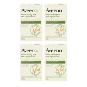 Aveeno Gentle Moisturizing Bar Facial Cleanser with Nourishing Oat for Dry Skin, Fragrance-free, Dye-Free, & Soap-Free, 3.5 oz (Pack of 4)