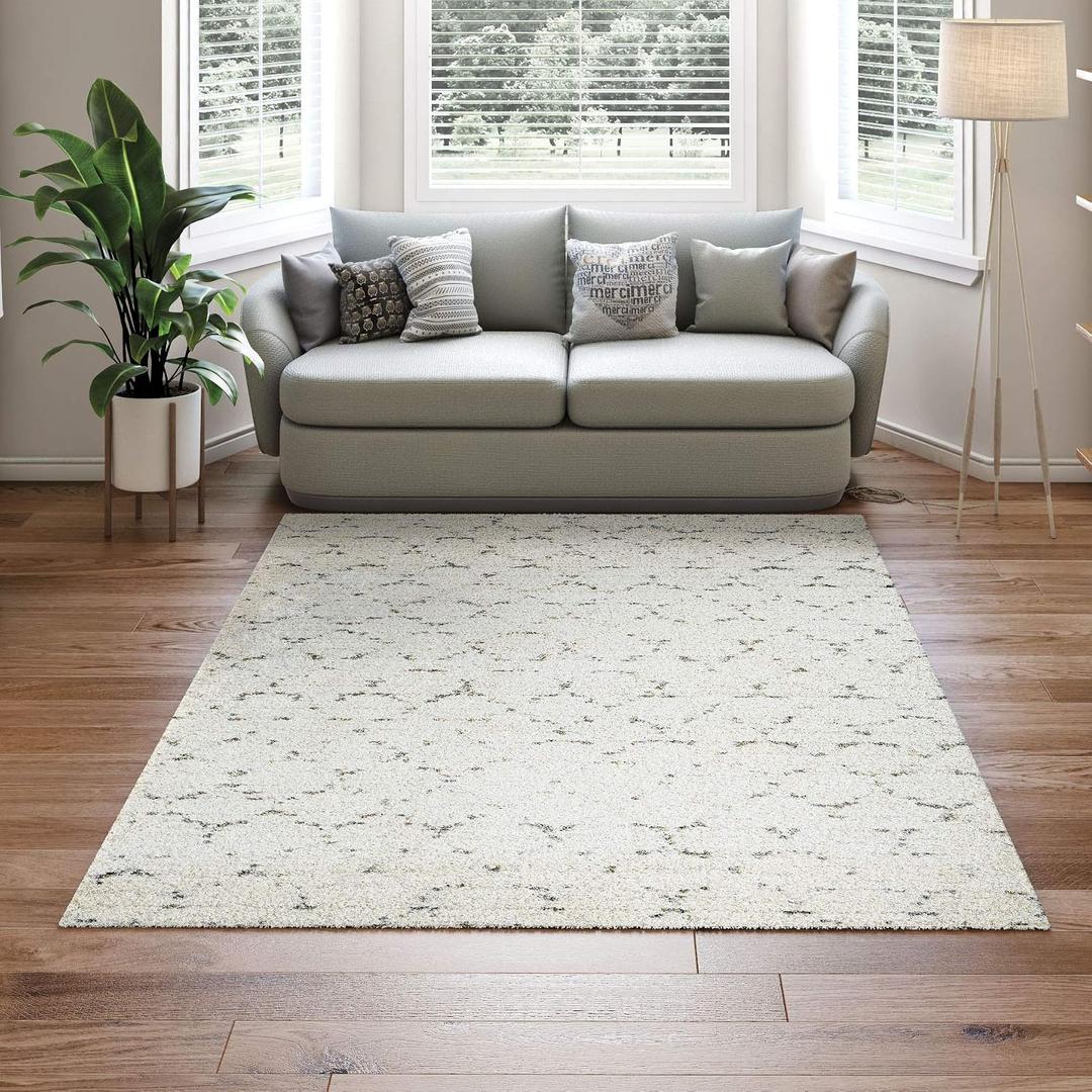 Couristan Bromley Indoor Area Rug 3'11" x 5'6" in Snow-Brown, Durable Power-Loomed Trellis Design Rug Living Room, Bedroom or Dining Home Decor