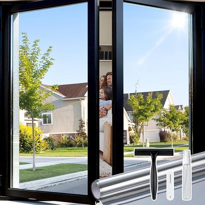 rabbitgoo Window Tint, One Way Privacy Film, Silver, 35.4" x 78.7"