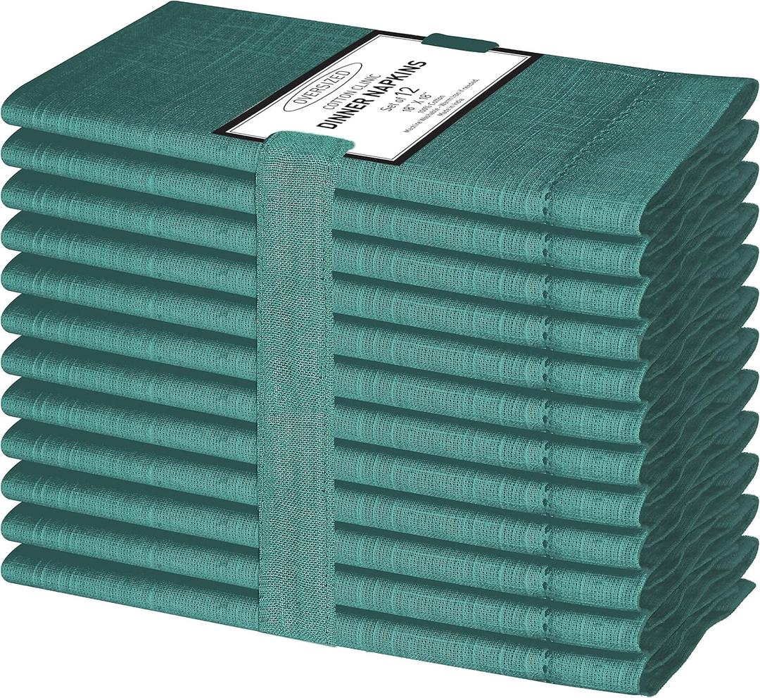 Cloth Dinner Napkins Textured - Perfect Everyday Use Table Napkins - Soft Durable Washable Ideal for Party Wedding Christmas Easter Set of 12-18x18 inches Teal Green Napkins