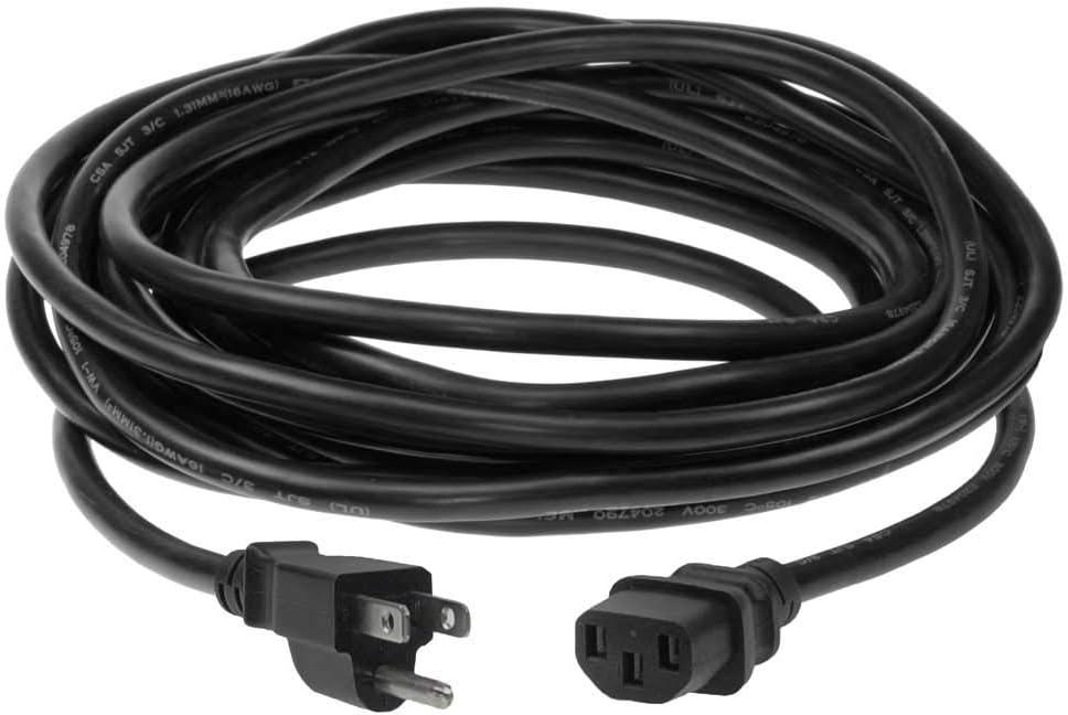 25ft 16 AWG Universal Power Cord - IEC320 C13 to NEMA 5-15P SJT 13A