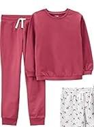 Simple Joys by Carter's girls 2-piece Playwear Set (6, Raspberry Red)