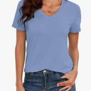 Uinke Neck Basic T Shirts for Women UPF 50+ Short Sleeve 2025 Summer Trendy Tops Solid Casual Loose Fit Tee Shirt, Size S