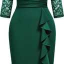 Miusol Women's Sexy V Neck Sequin Ruffle Style Cocktail Party Dress (Green, M)