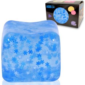 Squishy Ice Cube Fidget Toy, Sugar Ball Stress Cube for Kids Adults, Soft Squishies Stress Relief Sensory Toy for Autism, Classroom Prize Toy Party Favor
