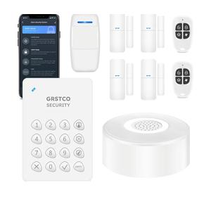 WiFi Alarm System, Smart Home Alarm System Wireless 9 Piece-kit, DIY Alarm System, Door Window Sensor, Motion Sensor, Remote, Keypad, Work with Alexa, for House, Apartment Security by GRSICO 2nd Gen