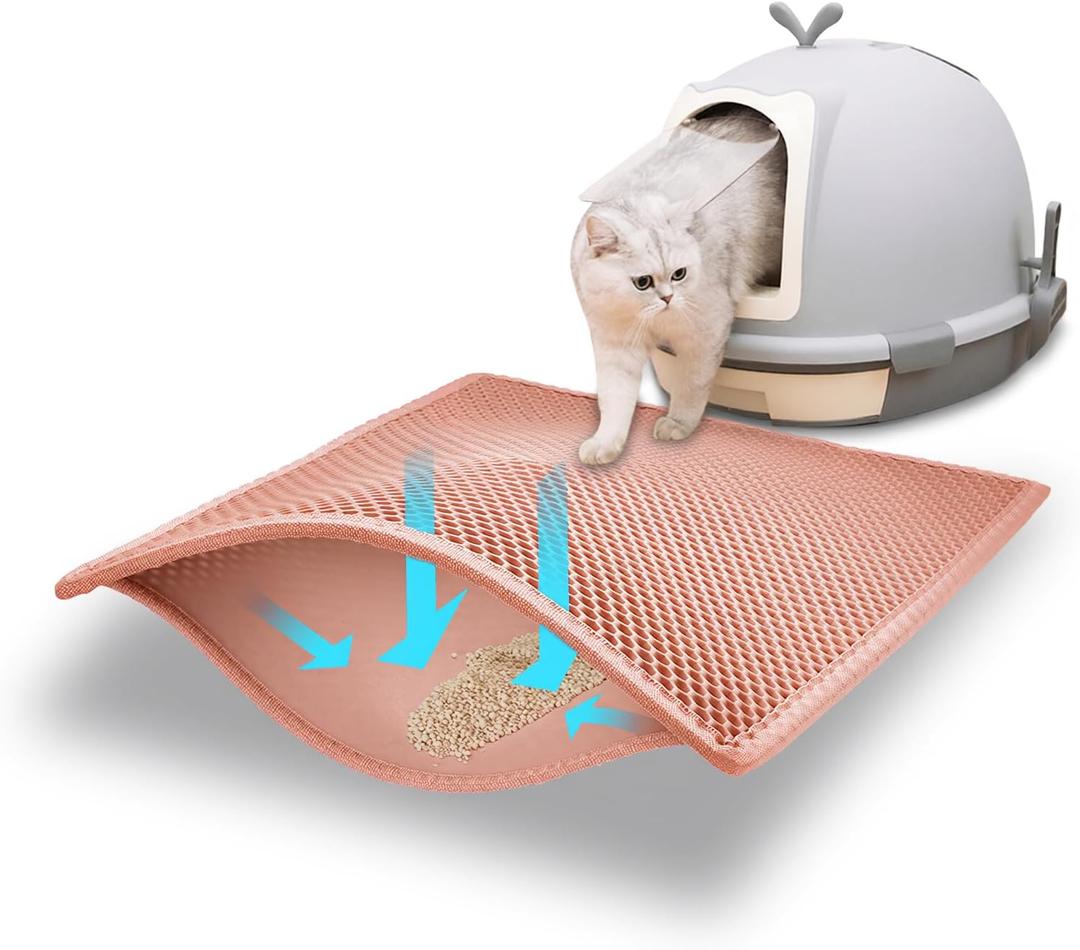 Pieviev Cat Litter Mat Double Layer Waterproof Urine Proof Trapping Mat 1 Pack (Red, 24x15 Inch (Pack of 1))