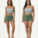 Herseas High Waisted Bikini Sets for Women Floral Print Two Piece Tummy Control Swimsuits Drawstring Short Bathing Suit (Green, S)