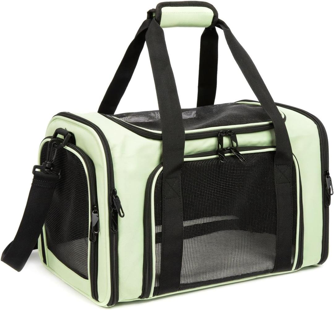 Cat Carrier Dog Carrier Pet Carriers for Medium Cats Dogs Puppies up to 15 Lbs,TSA Airline Approved Small Dog Cat Carriers Soft Sided,Collapsible Travel Puppy Carrier (Green, Medium)
