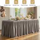 6 Packs Natural Tablecloths Rectangle Tables 8ft, Stretch Fitted Table Covers for 8 Foot Tables Wrinkle Free Rectangle Table Cloth with Skirt for Birthday Party Events Banquet Baby Shower