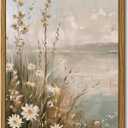InSimSea Framed Canvas Wall Art Vintage Decor, Wildflowers Landscape Pictures Bathroom Wall Decor Aesthetic, Living Room Bedroom Flower Nature Home Decorations, 8"x10"