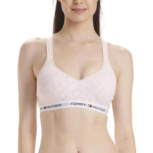 Tommy Hilfiger Womens Light Lift Classic Cotton Bralette Bra (Medium, Round Tie Dye Pink Dogwood)