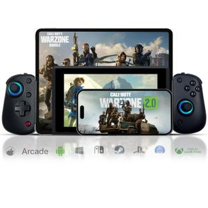 arVin Wireless Gamepad Controller for iPad Pro 13"/Air/Mini/Tablet/iPhone/Android/Switch/PS4/PC with Hall Effect Sensing Joystick/RGB Light/Turbo/Macro Key/6-Axis Gyro/Vibration/Streaming/Cloud Gaming