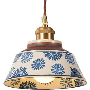 Blue and White Porcelain Pendant Light Vintage Glass Farmhouse Pendant Lighting Kitchen Island Antique Chandelier Nordic Ceramics Modern Hanging Lamp for Dining Room Bedroom Restaurant