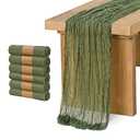 Ling's moment 6 Pack 10Ft Gauze Sheer Table Runner Cheesecloth Table Runner for Wedding Party Bridal Shower(Moss Green, 10ft x 35")