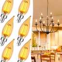 OMED E12 Candelabra LED Light Bulbs 100W Equivalent, 2200K Soft Yellow, Dimmable LED Chandelier Light Bulbs, 7W 1000 Lumen Amber Candle Light Bulb for Living Room, 6 Pack