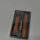 Fullmosa Watch Straps 20mm, Axus Series Leather Strap Replacement Watch Strap with Stainless Steel Metal Clasp for Men Women 14/16/18/20/22/24mm, Brown 20mm (Brown+silver buckle)