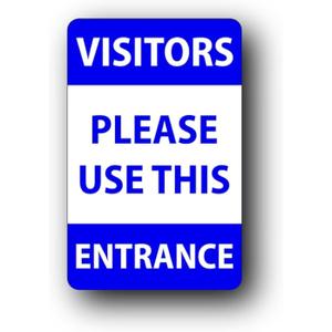 Tough Blue & White "Visitors Please Use This Entrance" Sign - 140mm x 90mm (5.5" x 3.5") with High Strength Self-Adhesive Backing | Weatherproof UV Printed Rigid Plastic for Easy Installation Tough Blue & White "Visitors Please Use This Entrance" Sign - 140mm x 90mm (5.5" x 3.5") with High Strength Self-Adhesive Backing | Weatherproof UV Printed Rigid Plastic for Easy Installation