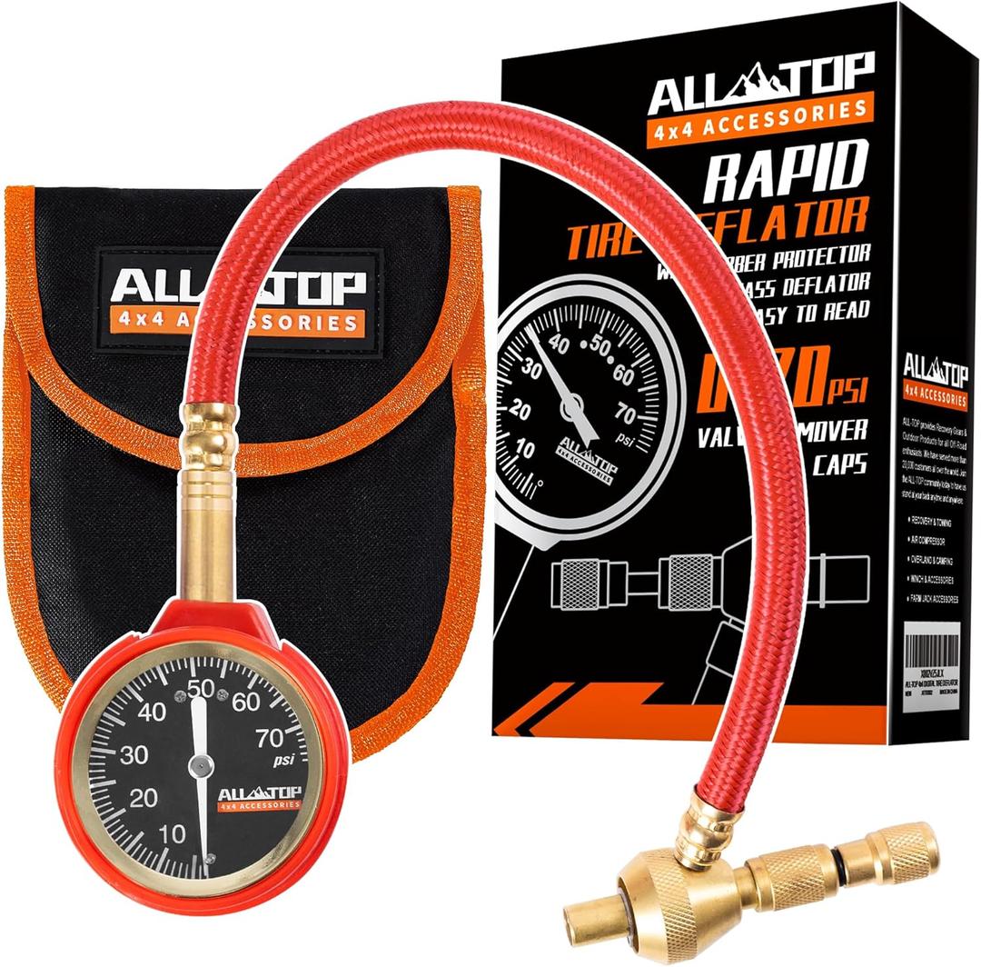 ALL-TOP 4x4 Rapid Tire Deflator Kit 0-70PSI Tire Pressure Gauge/Air Down Master/for Offroad Tire of Jeep, Truck & ATV