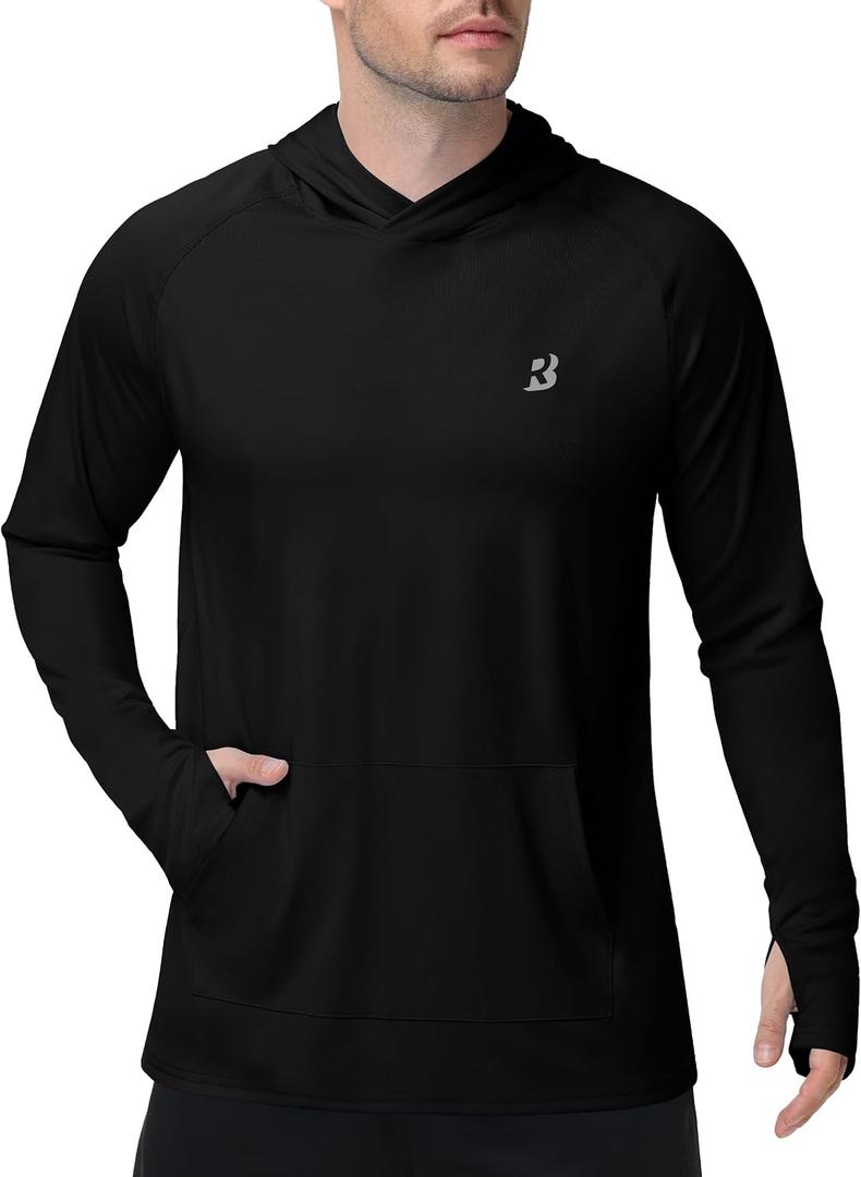 Roadbox Men's UPF 50+ Sun Hoodie, Long Sleeve Fishing Shirt with Pocket, XXL