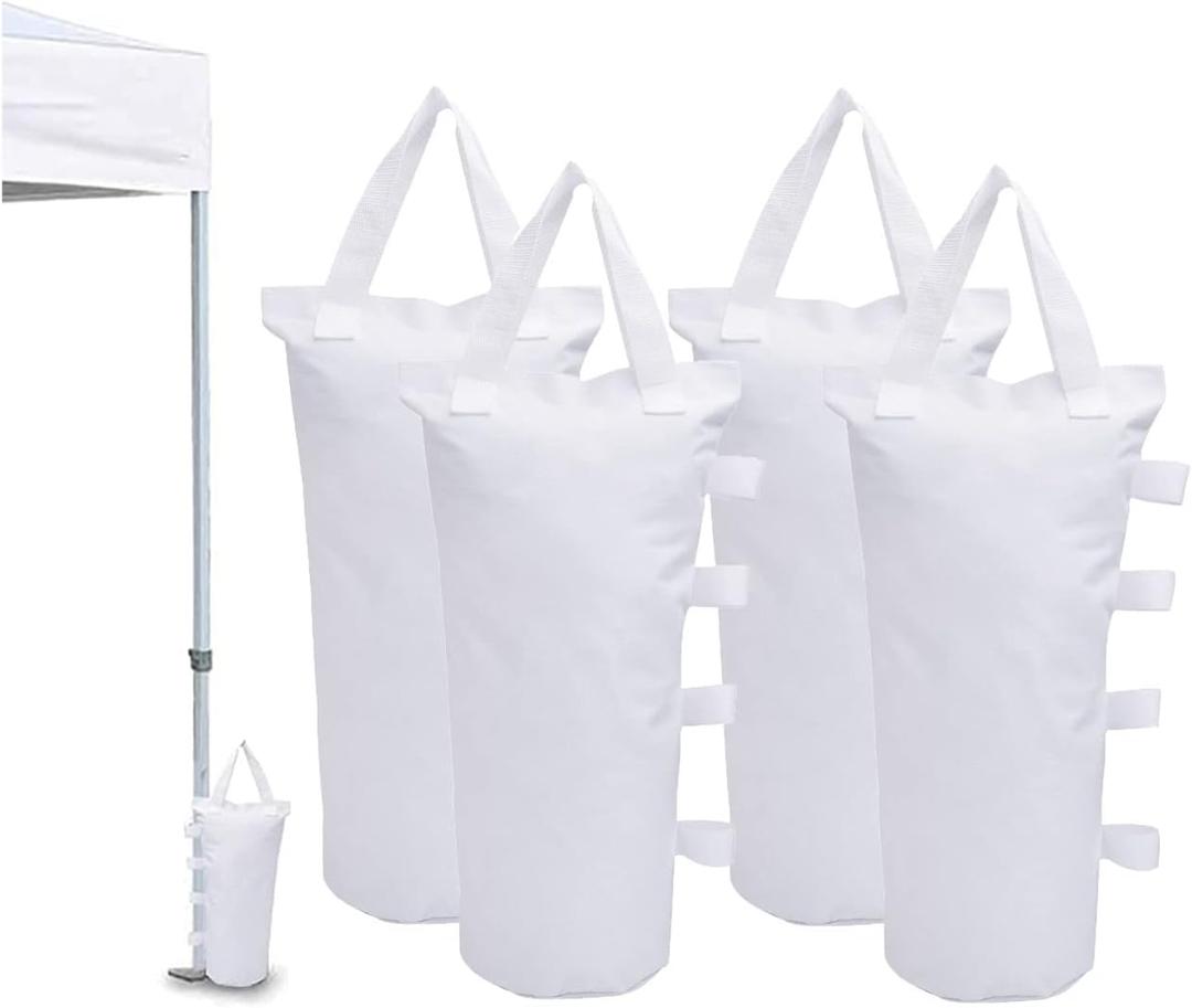 Canopy Weights Bag Leg Weight for Pop up Canopy Tent, Sand Bags for Patio Umbrella Instant Outdoor Sun Shelter, 4 Pack-White