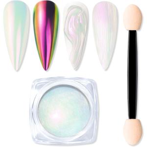 5 x Trial Size Chrome Nail Powder for Nail Art 0.2g - 1 Jar Mirror Holographic Mermaid Pigment for Dip Powder Nails, Acrylic Nails, Resin Art, Manicure (Purple)