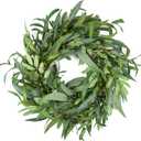 Olive Wreath for Front Door 22 inch, Greenery All Season Wreath with Olive Leaf Fruit, Home Decoration for Outdoor Living Room Indoor Wall and Outside Summer All Season Wedding (Olive-green)