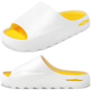 Mens Recovery Slides - Orthotic Arch Support Sandals for Plantar Fasciitis,Comfortable Cushioned Sport Slides with Open Toe, Reduces Foot & Joint Stress, Size 8.5