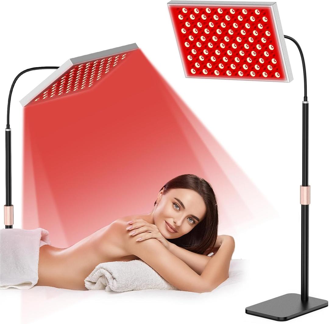 Terapia de luz roja para rostro y cuerpo en casa  Panel con soporte y lmpara LED de 660nm (rojo intenso) y 850nm (infrarrojo cercano)