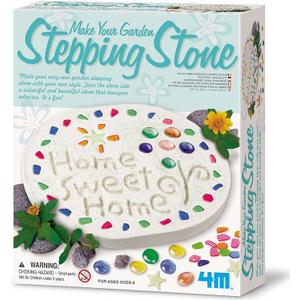 4M: Make Your Garden: Stepping Stone - DIY Ceramic Yard Decor Kit, All-in-1 Art & Craft Set, 7.5" Mold, Decorate W/Beads-Glitter-Stones, Kids Ages 8+