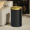 Black and Gold Bathroom Trash Can,Bathroom Garbage can with Swing LidSmall Trash Can with Flipping Lid, 4.8gal Garbage cans for Bedroom,Living Room, Guest Room,Office,Hotel(4.7gal-Black)
