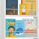 Behind The Door Bookshelf Kids,Wooden Behind Door Bookshelf, 5-Tier Bookcase Book Shelf Space-Saving Organizer Storage for Toys and Story Books Wall Mount Shelves with Hooks(White)