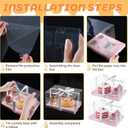 3Pcs Pink Bento Cake Cupcake Combo Boxes Valentine's Day 1+2 Bento Box with Clear Lid 2 Holes Pastry Sweets Cake Cupcake Combo Box Baking Supplies for Valentine Wedding Birthday Party(Pink 1+2/3Pcs)